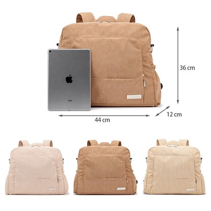 Diaper Backpack Large Capacity Corduroy Mom Bag