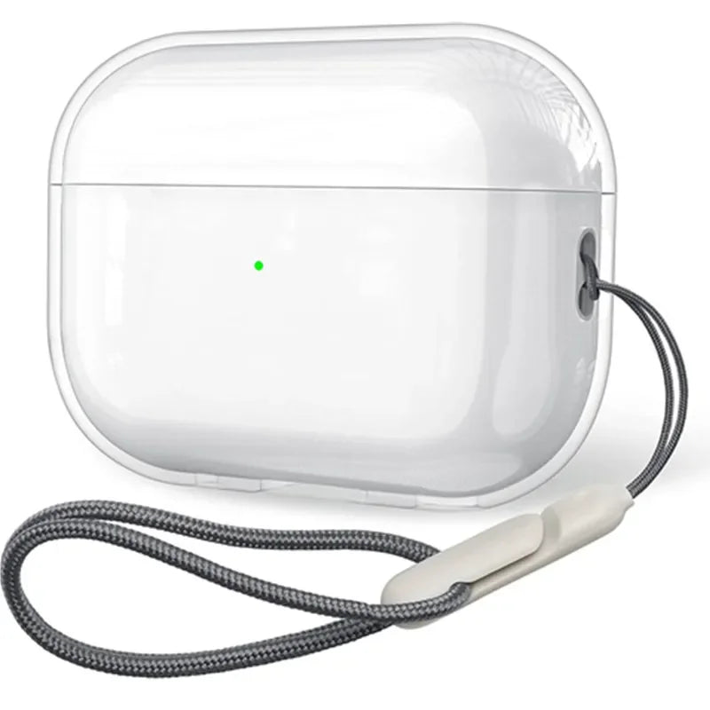 Clear AirPods Pro 2 Case Transparent Soft TPU Cover with Wrist Strap