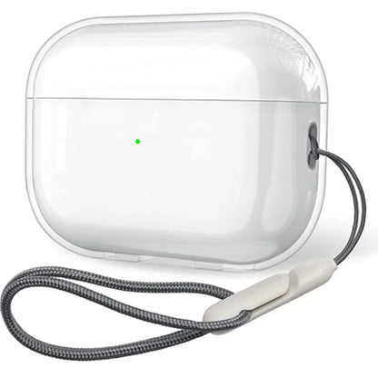 Clear AirPods Pro 2 Case Transparent Soft TPU Cover with Wrist Strap