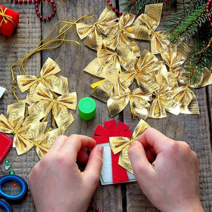 Christmas Bow Ornaments – Mini Bowknot Tree Decorations 12/24/36 Pack