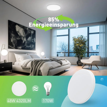 Round LED Ceiling Light Modern Flush Mount 18W–48W for Living Room & Bedroom