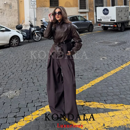 Wide Leg Pants for Women – High Waist Pleated Trousers with Pockets