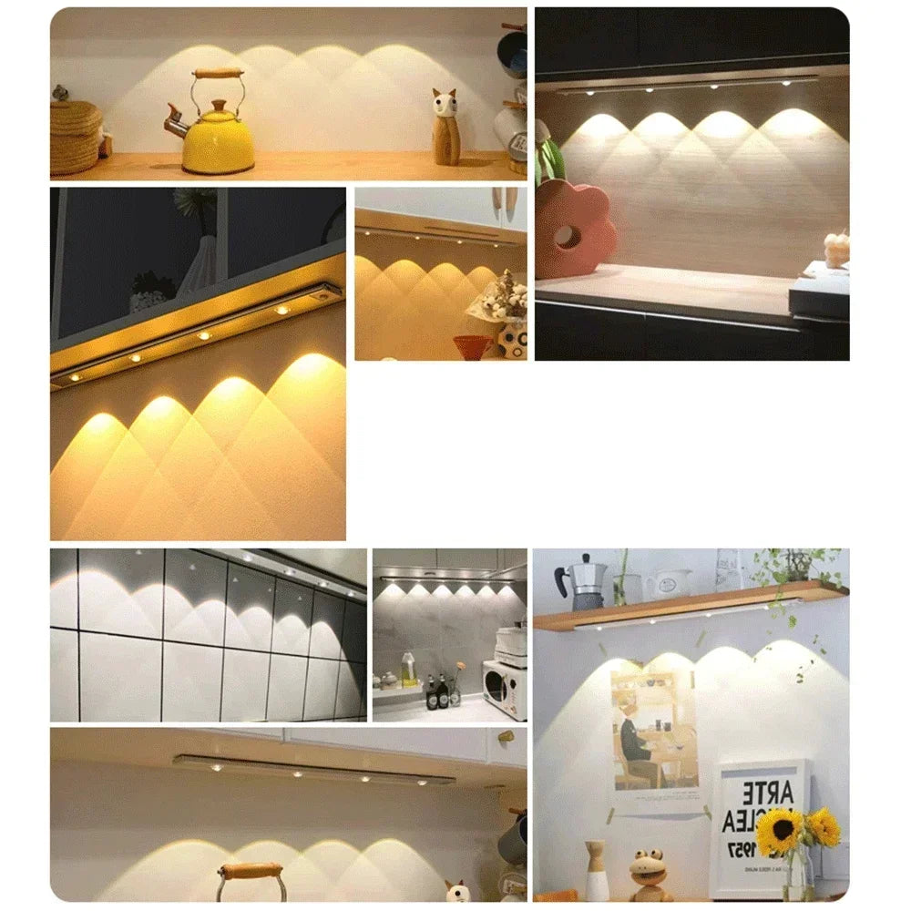 Motion Sensor LED Cabinet Light Wireless USB Rechargeable Under Cabinet Night Light