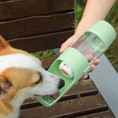 Portable Dog Water Bottle with Food Storage & Feeder Bowl – 500ml