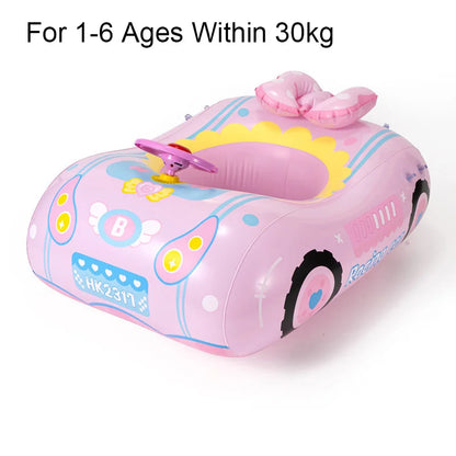 Kids Inflatable Pool Float Car Ride-On with Steering Wheel