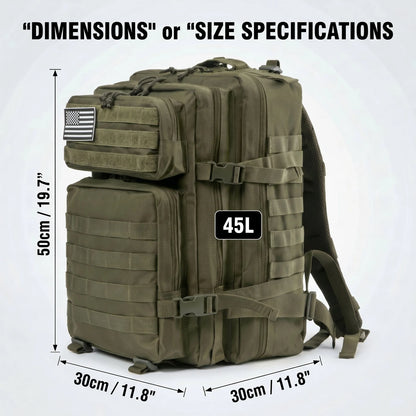 45L Tactical MOLLE Backpack – Large Capacity Travel & Outdoor Bag