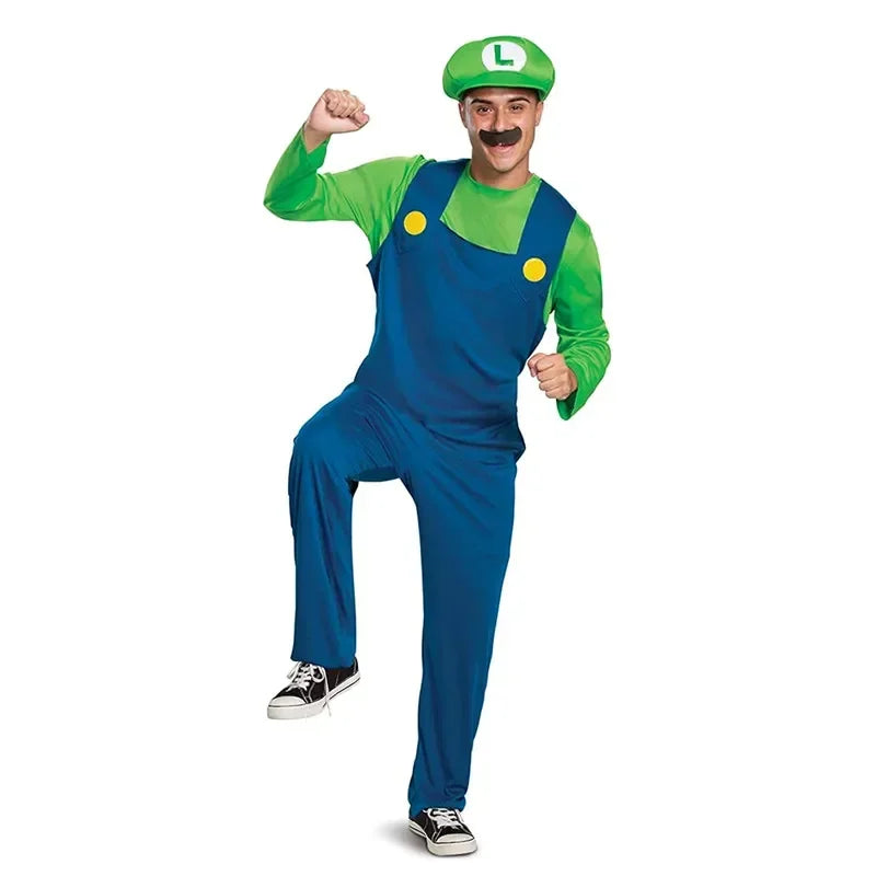 Super Mario Bros Plumber Halloween Costume Set with Hat & Gloves
