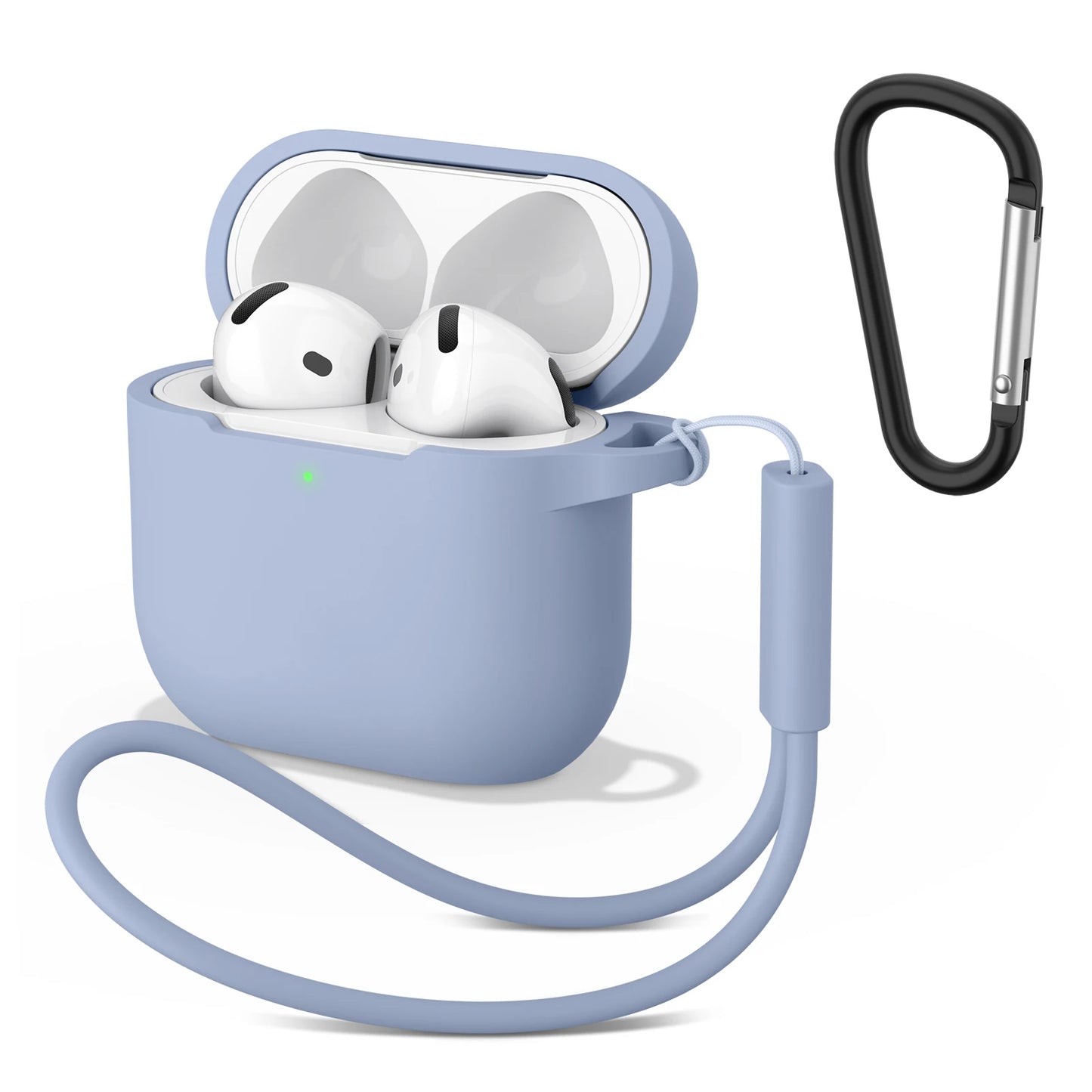 Silicone AirPods 4 Case with Wrist Strap & Carabiner Clip