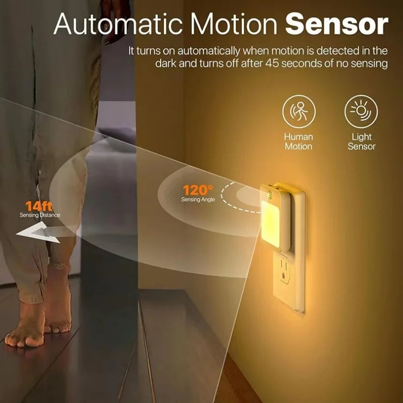 Motion Sensor Night Light – Plug-In LED with Adjustable Brightness