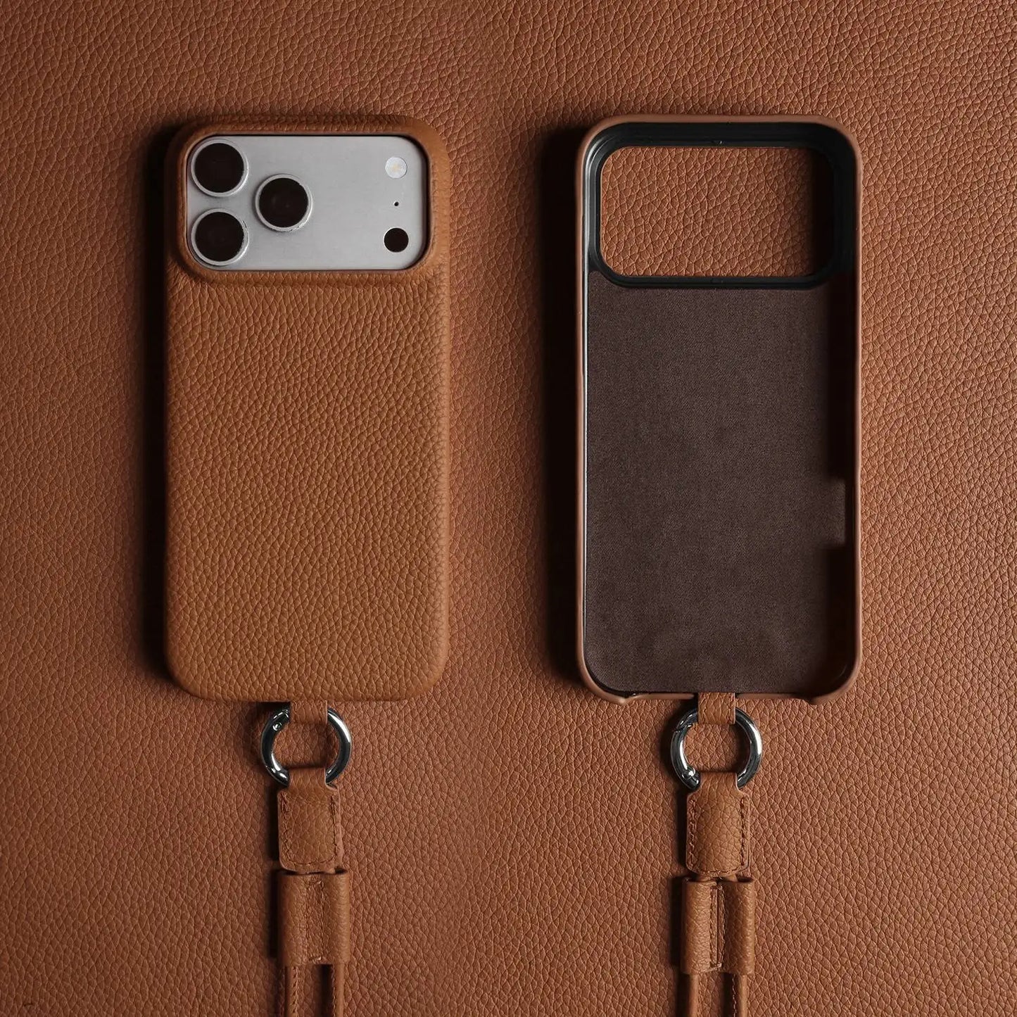 With Lanyard Genuine Leather iPhone Case