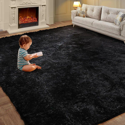 Tie-Dye Fluffy Plush Area Rug – Soft Shaggy Carpet for Living Room & Kids
