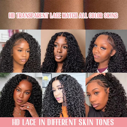 13x4 HD Lace Frontal Wig Human Hair Natural Black 180% 200% Density