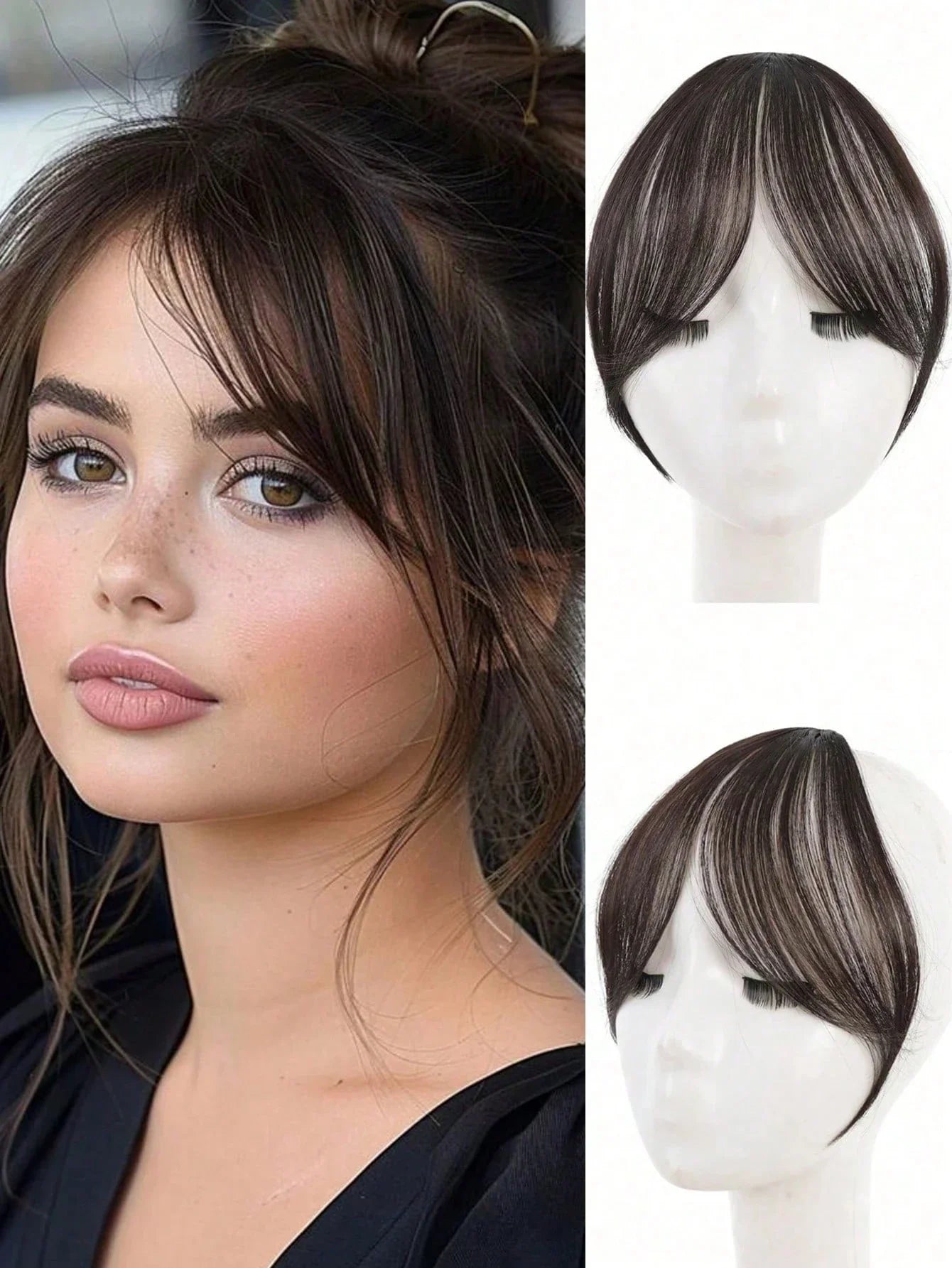 Clip-In Bangs Hair Extension Middle Part Natural Seamless Synthetic