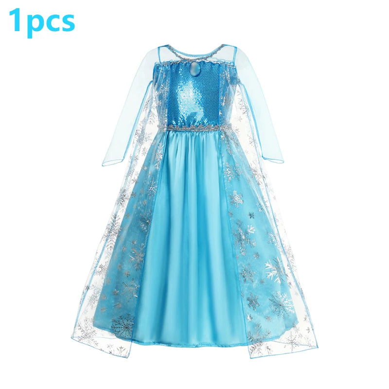 Elsa Princess Dress Girls Frozen Costume Set with Accessories