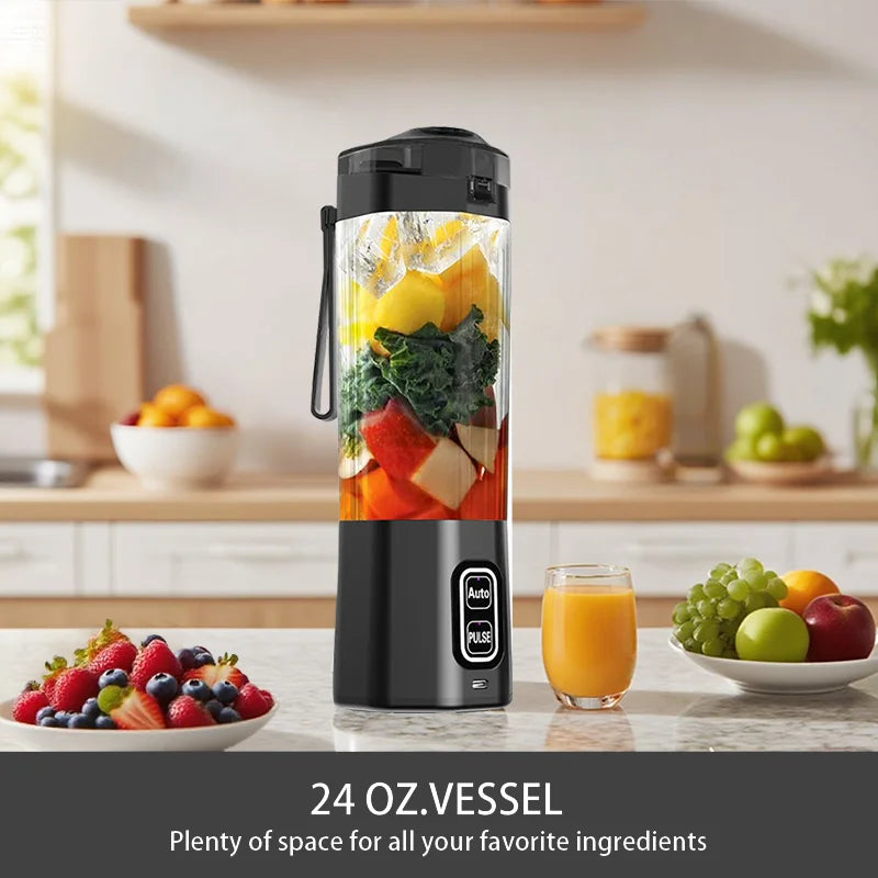 Portable Blender 700ml USB Rechargeable Personal Juicer with 6 Blades