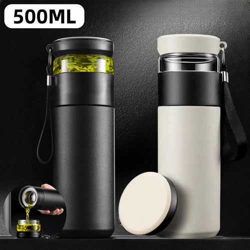 Tea Infuser Travel Mug – 500ml Insulated Stainless Steel Vacuum Flask
