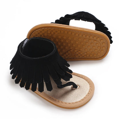 Baby Girl Tassel Sandals – Non-Slip Flat Princess Shoes
