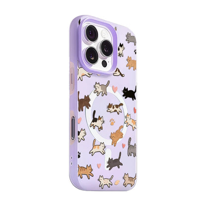 Whimsical Cat Parade Candy Color 2 IN 1 Magsafe iPhone Case
