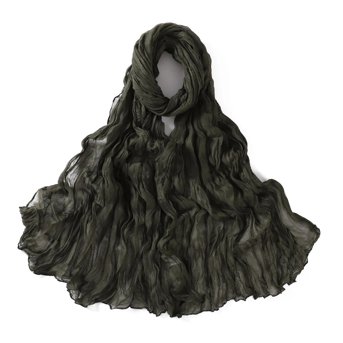 Women's Crinkle Cotton Voile Scarf – Lightweight Solid Color Shawl