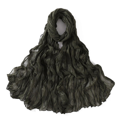 Women's Crinkle Cotton Voile Scarf – Lightweight Solid Color Shawl