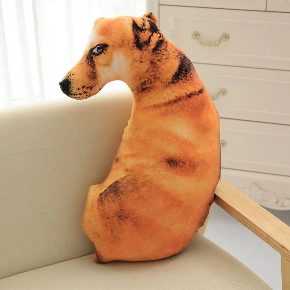 3D Dog Plush Throw Pillow – Lifelike Animal Cushion