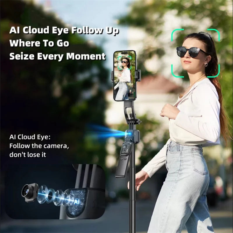 AI Auto-Tracking Selfie Stick with Bluetooth Remote