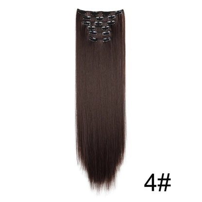 Clip-In Hair Extensions 6-Piece Set – Long Straight Synthetic Hair