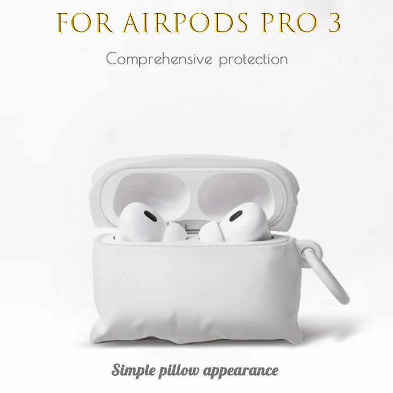 Pillow AirPods Case Soft Silicone with Carabiner Clip
