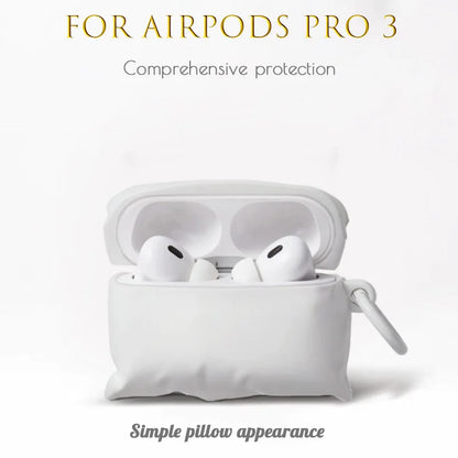 Pillow AirPods Case Soft Silicone with Carabiner Clip