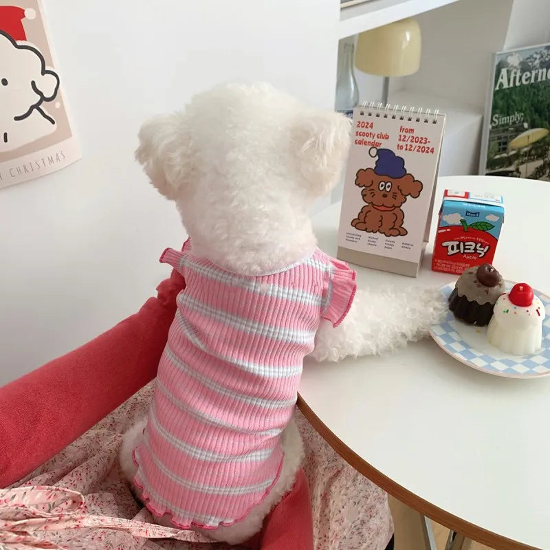 Cherry Striped Dog Vest – Cute Summer Shirt for Small Dogs