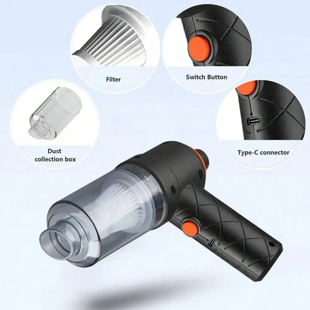 Cordless Handheld Car Vacuum Cleaner 998000Pa 2-in-1 Blow & Suction USB Rechargeable