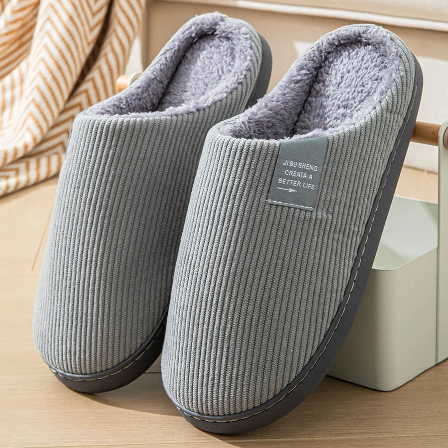 Women's Plush Indoor Slippers – Thick Sole Non-Slip Warm Winter