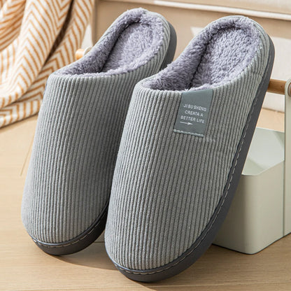 Women's Plush Indoor Slippers – Thick Sole Non-Slip Warm Winter