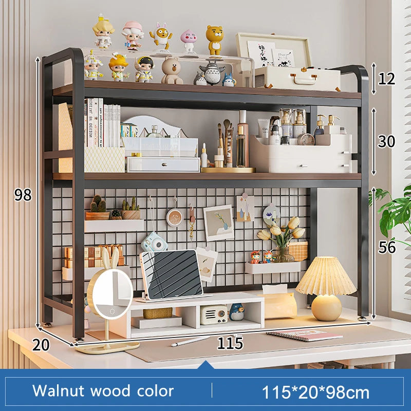 Multi-Layer Desktop Bookshelf with Wrought Iron Frame