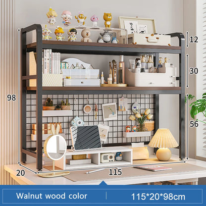 Multi-Layer Desktop Bookshelf with Wrought Iron Frame