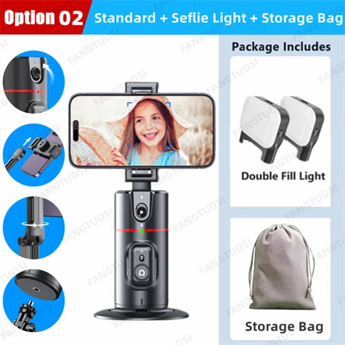 360° Gimbal Stabilizer Selfie Stick – Auto Face Tracking, Desktop Monopod for TikTok