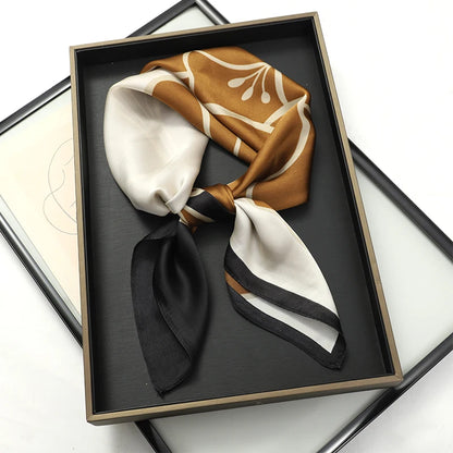Silk Feel Square Scarf for Women – Satin Hair Wrap & Foulard Shawl