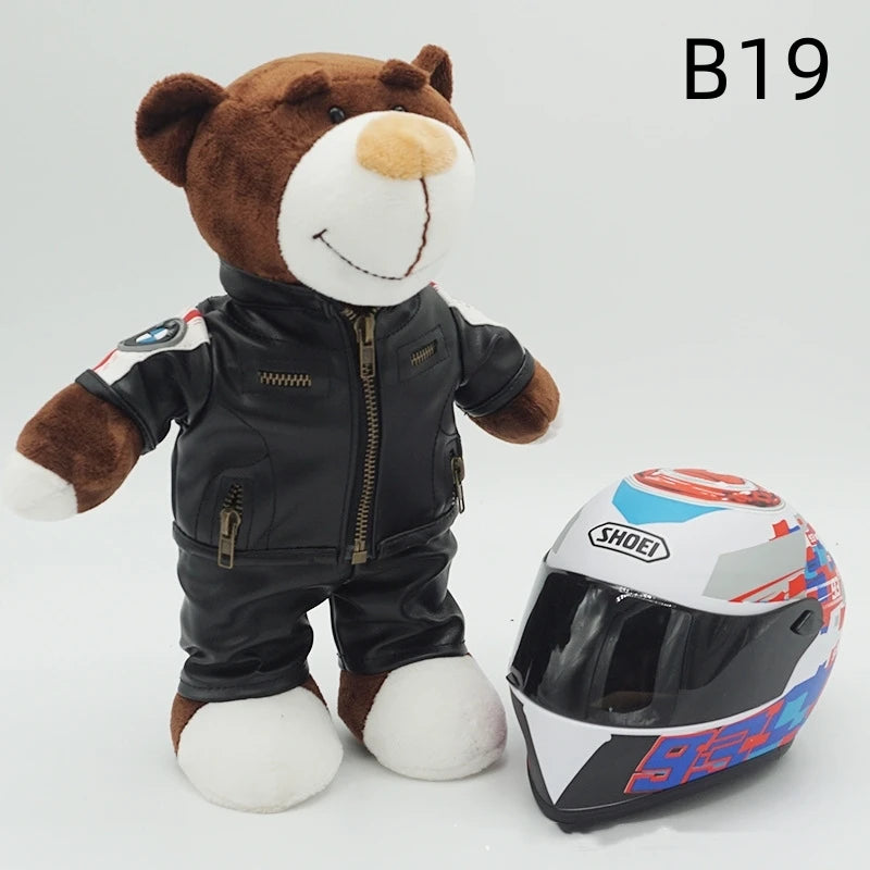 Motorcycle Helmet Teddy Bear Plush Toy – Kawaii Biker Bear Stuffed Animal Gift