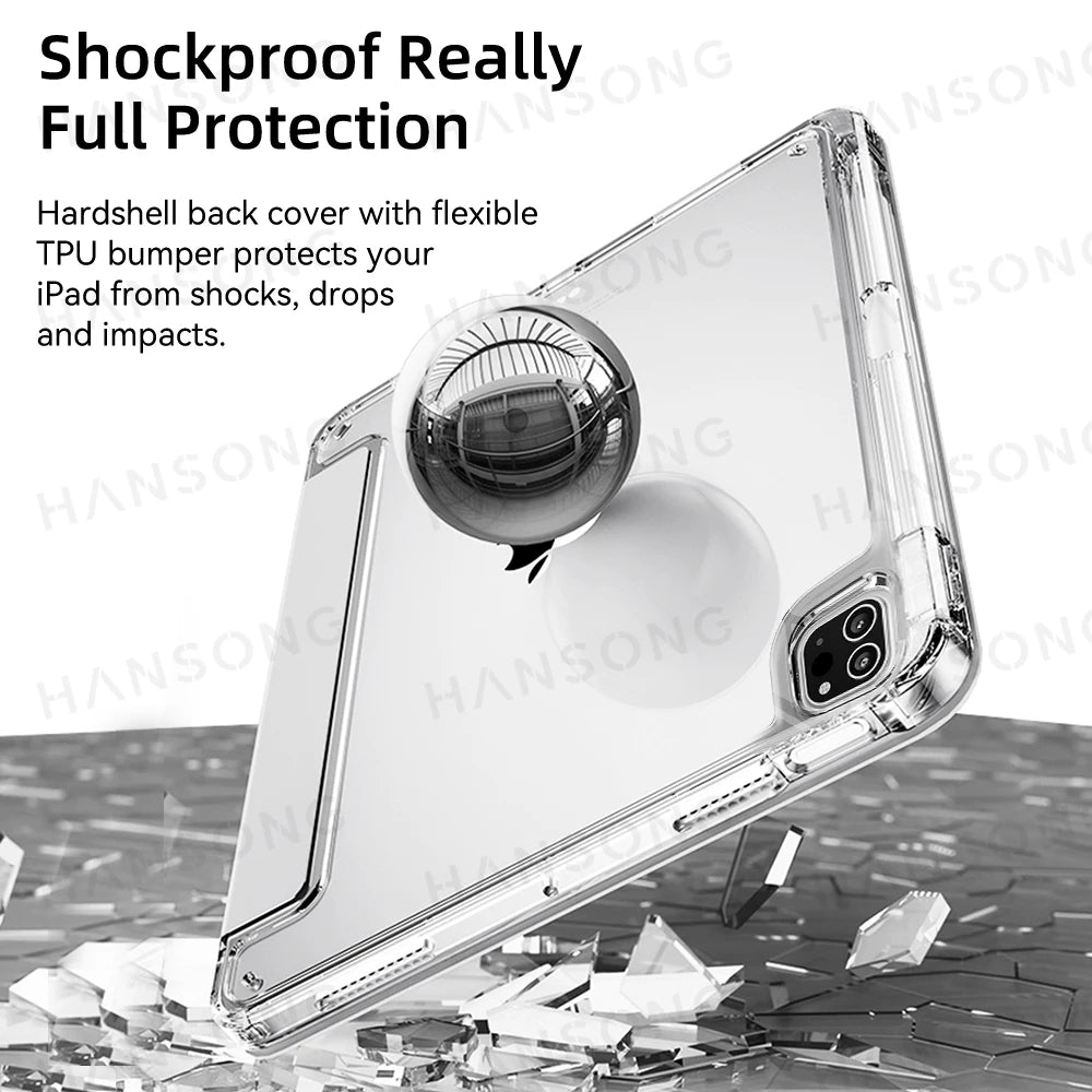 iPad Case with Clear Back – Smart Tri-Fold Folio Cover