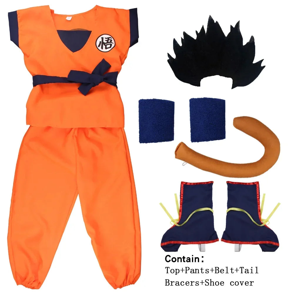 Son Goku Costume Set with Tail – Dragon Ball Cosplay for Kids & Adults