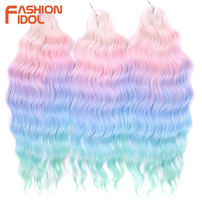 Deep Wave Braiding Hair Extensions 24 Inch – Synthetic Water Wave Crochet Hair