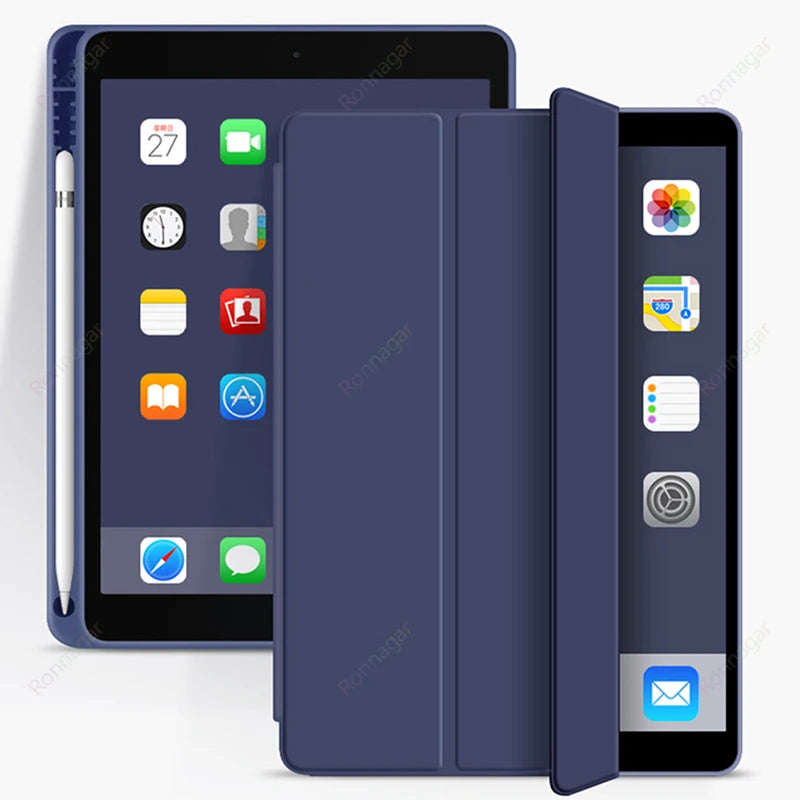iPad Case with Pencil Holder – Tri-Fold Smart Cover for All Models