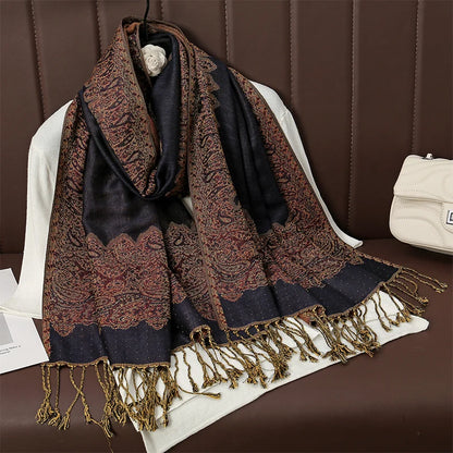 Paisley Print Cashmere Pashmina Shawl for Women – Warm Winter Wrap