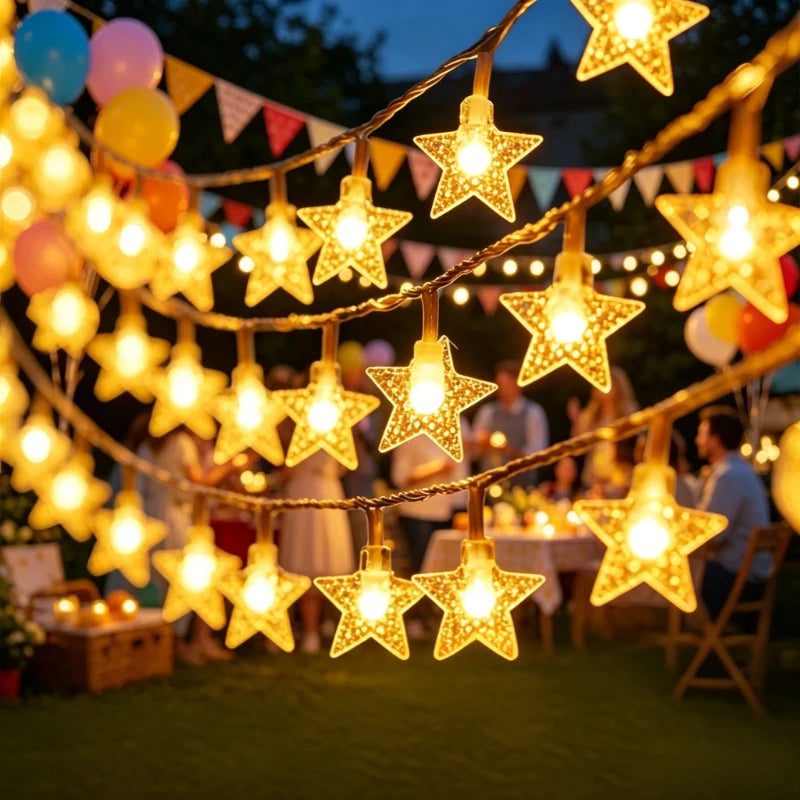 Star LED Fairy String Lights – Warm White Waterproof Indoor & Outdoor