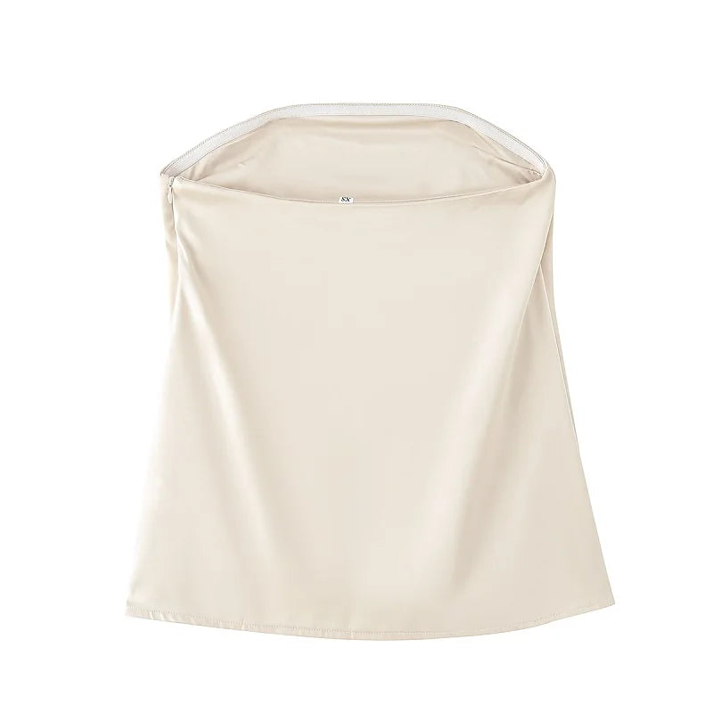 Women's Satin Wide-Leg Pants & Tube Top Set