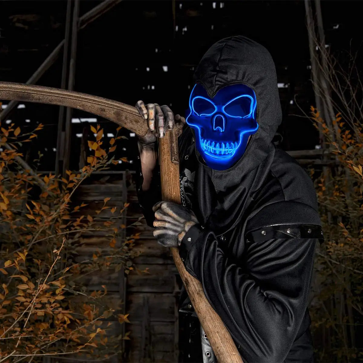LED Skull Halloween Mask – Glowing Neon Light Cosplay Mask