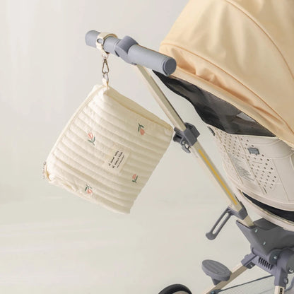 Baby Diaper Nappy Pouch Quilted Embroidery Stroller Bag
