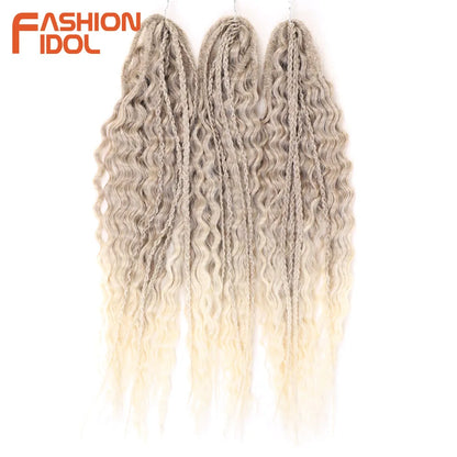 24 Inch Water Wave Crochet Braiding Hair – Synthetic Twist Curly Ombre Extensions
