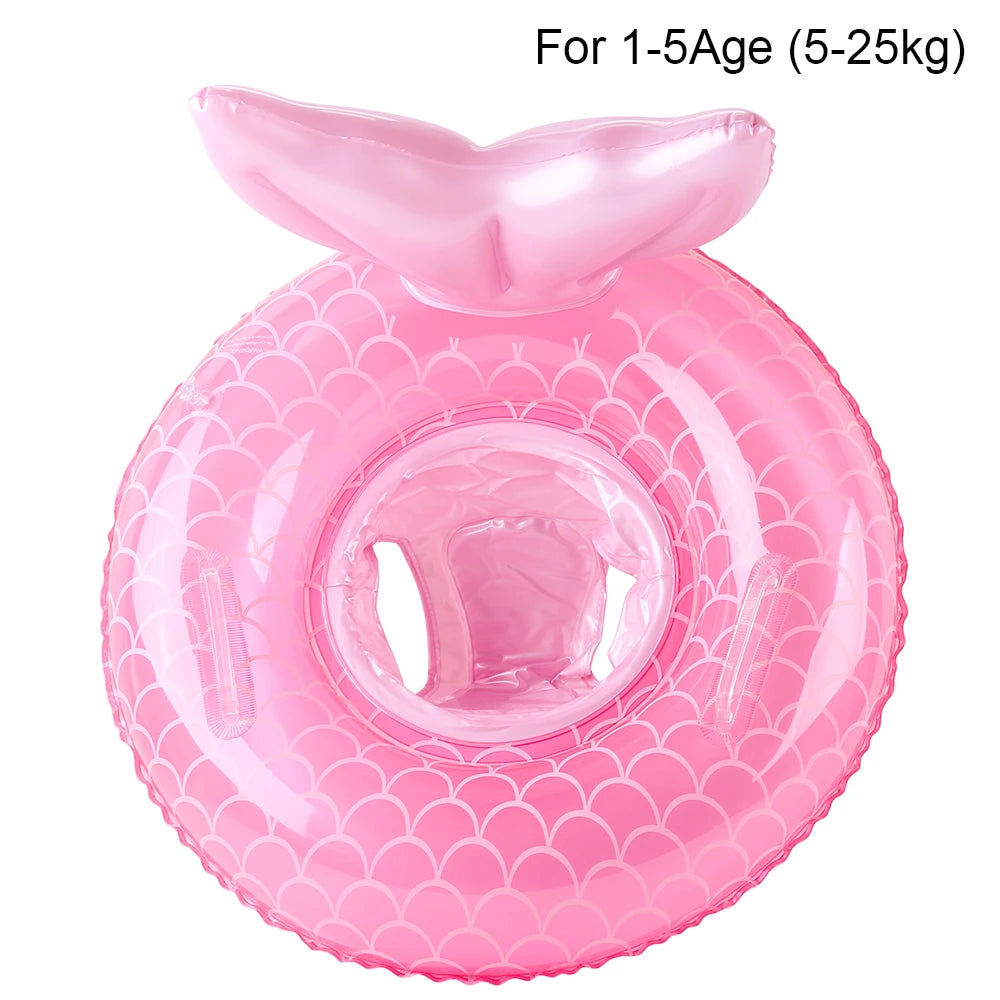 Baby Pool Float Mermaid Tail Inflatable Swim Ring for Infants & Toddlers