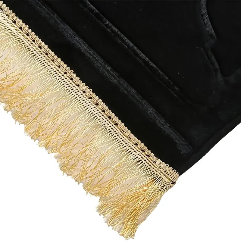 Islamic Prayer Rug – Thick Soft Flannel Mat with Tassels, Anti-Slip